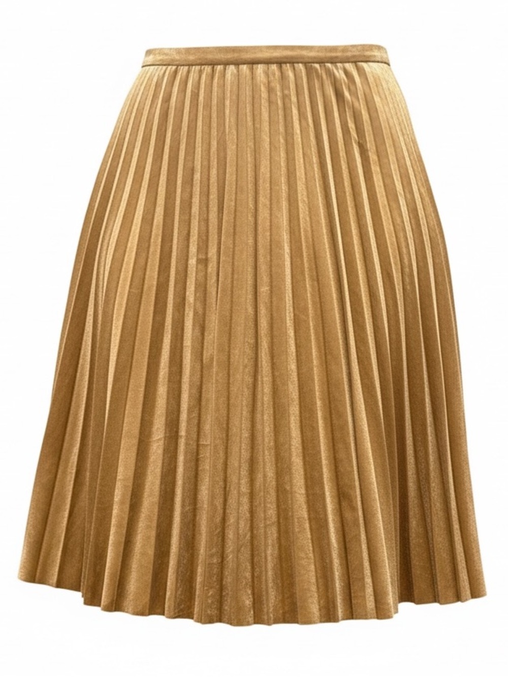 CHELSEA & VIOLET Woman’s Skirt Size S Velvet Pleated Shimmering Camel Gold Color